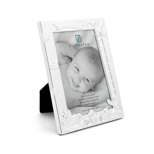 Ramă foto argintie de sine stătătoare din metal 27x11 cm Baby – Zilverstad