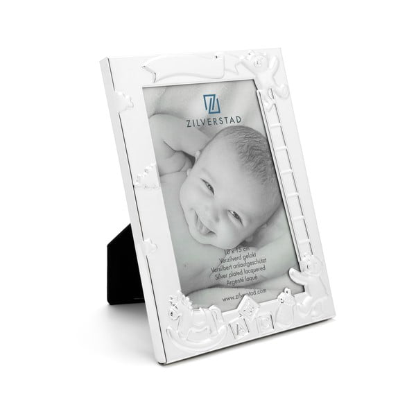 Ramă foto argintie de sine stătătoare din metal 27x11 cm Baby – Zilverstad
