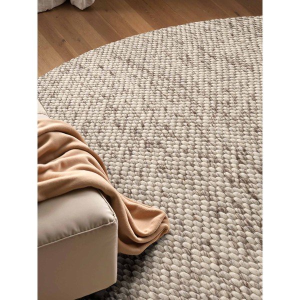 Covor bej/în culoare naturală țesut manual rotund din lână ø 160 cm Lyon Beans – Elle Decoration-image-2