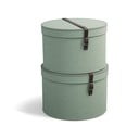 Cutii de depozitare albastru-verde 2 buc. din carton cu capac ø 37,5x25,5 cm Rut Canvas Paper Laminate – Bigso