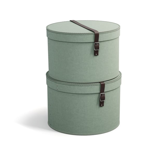 Cutii de depozitare verde-mentă 2 buc. din carton cu capac ø 37,5x25,5 cm Rut – Bigso Box of Sweden