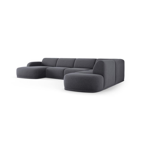 Colțar gri cu tapițerie din catifea Erin – Micadoni Home-image-3