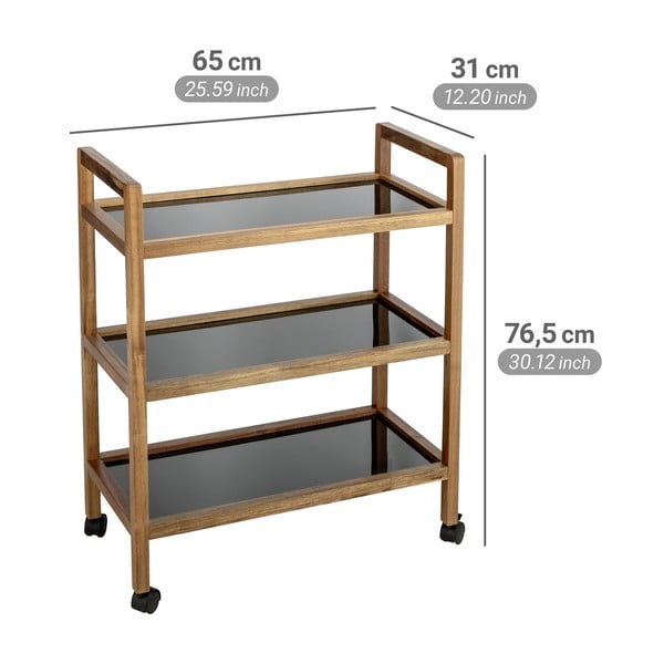 Etajeră de baie neagră/în culoare naturală din lemn de acacia 65x76,5 cm Fondi – Wenko-image-3