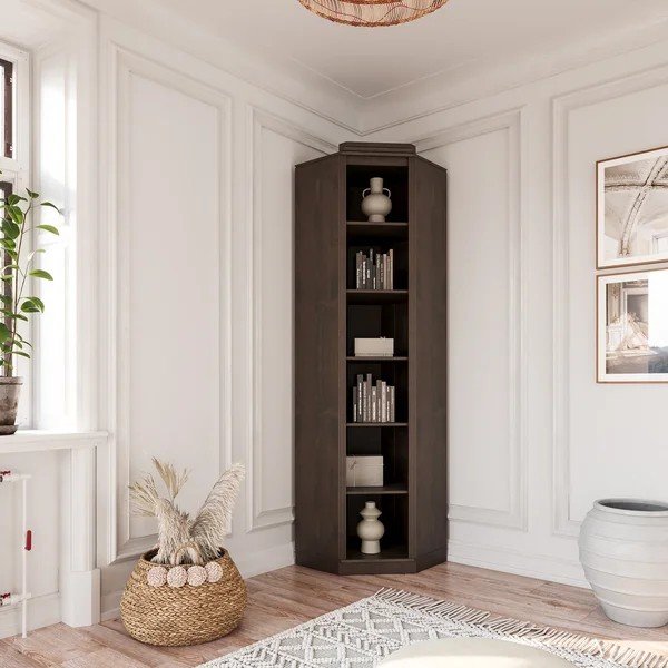 Bibliotecă maro închis din lemn de pin 85x219x56 cm Anita – Støraa-image-1
