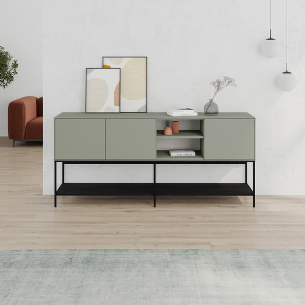 Comodă verde/neagră 180x80x40 cm Amira – Marckeric-image-1