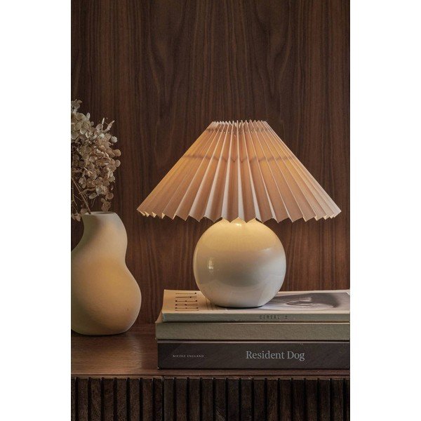 Veioză bej/crem din material textil (înălțime 22 cm) Mimmi – Ellos Home-image-1