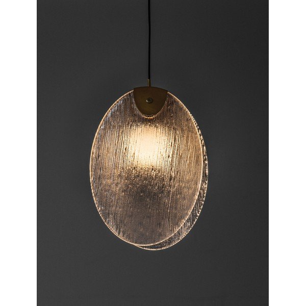 Lustră alămie LED din oțel cu abajur din sticlă Shelina – Nova Luce-image-2