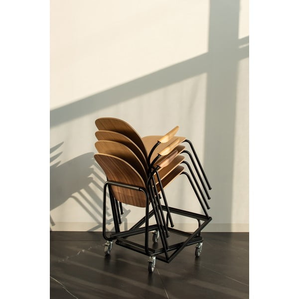 Scaune de dining maro coniac/în culoare naturală cu cotiere/stivuibile 2 buc. cu aspect de lemn de nuc Book – Gazzda-image-1