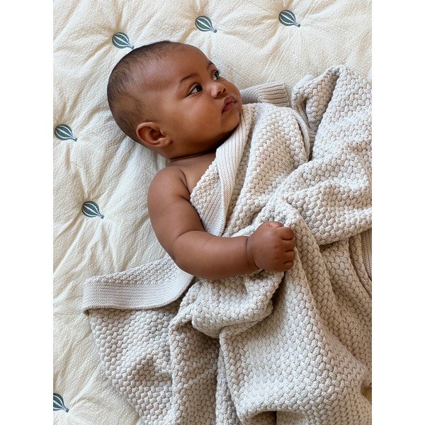 Pătură pentru copii, galben-deschis/albastră din bumbac organic matlasată 90x120 cm Balloon – Cam Cam Copenhagen-image-3