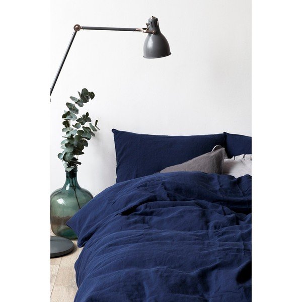Husă pentru pilotă din in Linen Tales, 140 x 220 cm, albastru marin-image-1