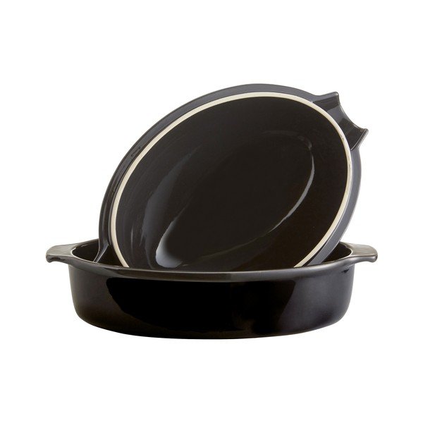Vas și capac din ceramică pentru pui la cuptor Emile Henry, negru-image-2