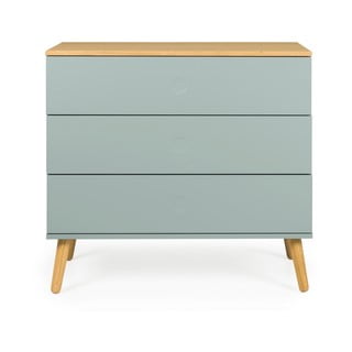 Comodă cu detalii în decor de stejar Tenzo Dot, 90 x 79 cm, verde