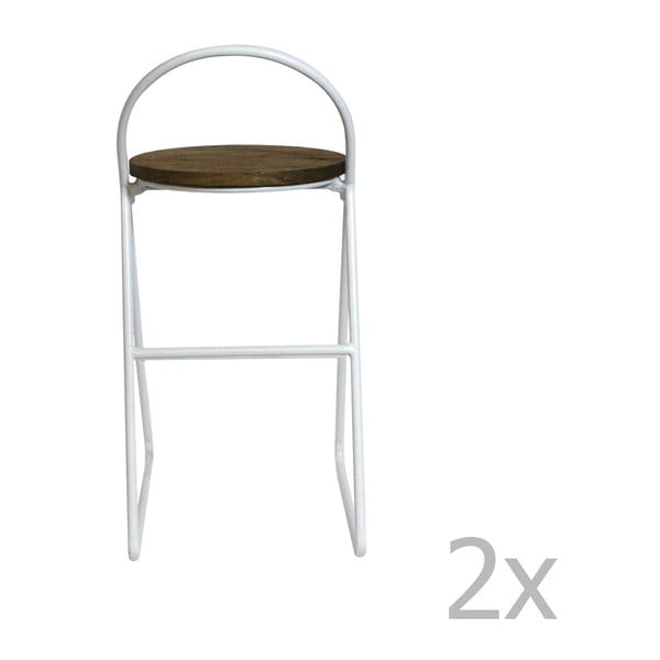 Set 2 scaune de bar din lemn de ulm și metal Red Cartel Duke, înălțime 89 cm, alb