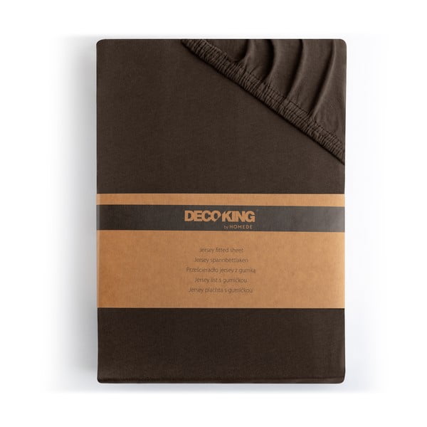 Cearceaf maro închis din jerseu cu elastic 140x200 cm Amber – Restilo-image-4