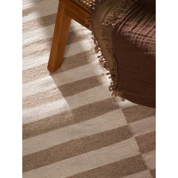Covor alb/maro deschis reversibil/țesut manual din lână 160x230 cm Vika – Hanse Home-image-4