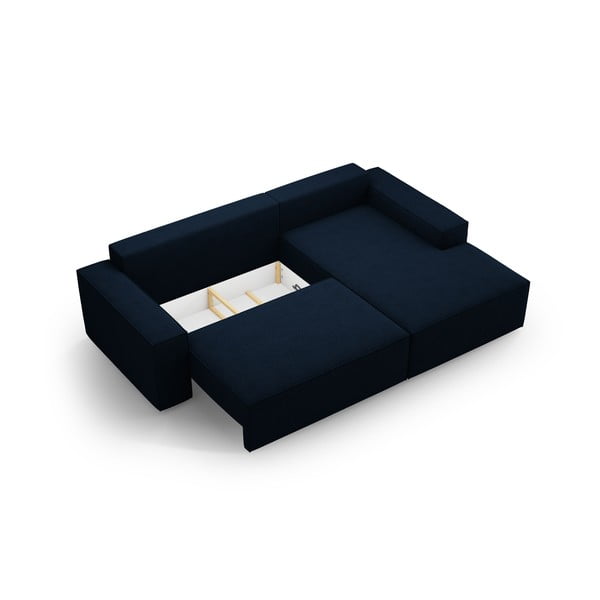 Colțar albastru închis extensibil cu tapițerie din țesătură bouclé (cu colț pe partea dreaptă) Jodie – Micadoni Home-image-4