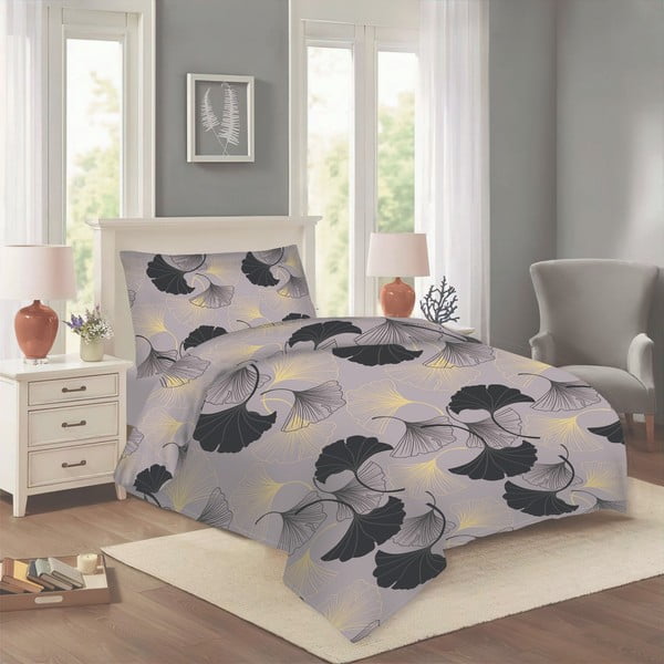 Lenjerie de pat gri din bumbac pentru pat de o persoană 140x200 cm Jess – Cotton House