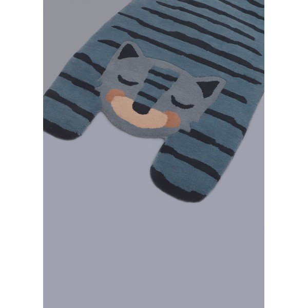 Covor din in pentru copii Nattiot Blue Tigger, 65 x 125 cm-image-1