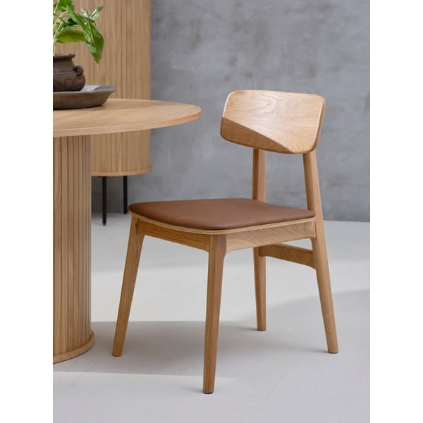 Scaun de dining maro coniac/în culoare naturală din imitație de piele Livo – Unique Furniture-image-3