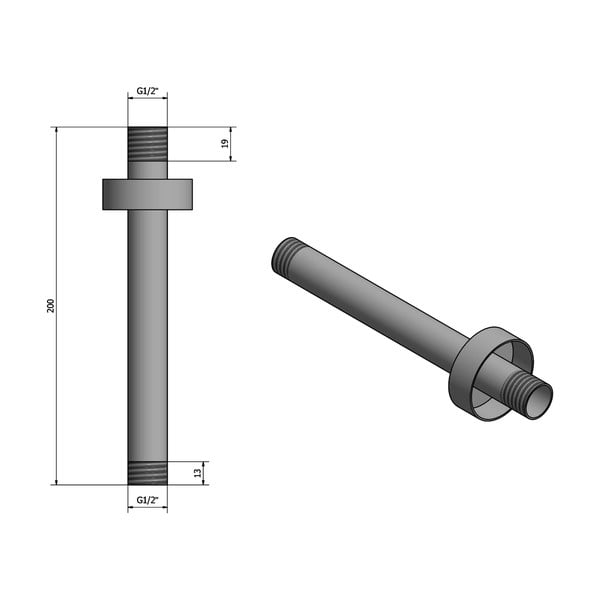 Componentă de conectare pentru duș negru-mat din alamă – Sapho-image-1
