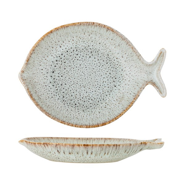 Farfurie albastră/bej pentru servire din gresie Fleur – Bloomingville-image-2