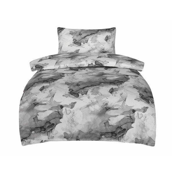 Lenjerie de pat gri din bumbac satinat pentru pat de o persoană 140x200 cm Deluxe Minerals – My House