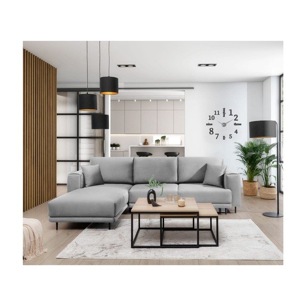 Colțar gri deschis extensibil/cu spațiu de depozitare cu tapițerie din catifea (cu colț pe partea stângă/cu șezlong) Dalia – ELTAP-image-3