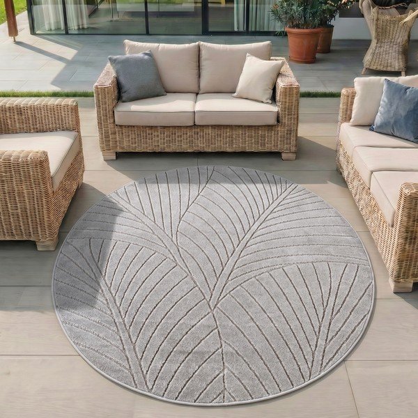 Covor pentru exterior și interior argintiu rotund ø 120 cm Nova 1203 – Ayyildiz Carpets-image-1