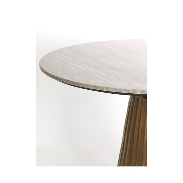 Masă de dining în culoarea bronz/în culoare naturală rotundă cu blat cu aspect de marmură ø 100 cm Rianne – Light & Living-image-1
