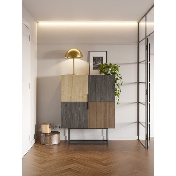Dulap maro/în culoare naturală cu aspect de lemn de stejar 100x130 cm Titan – Marckeric-image-1