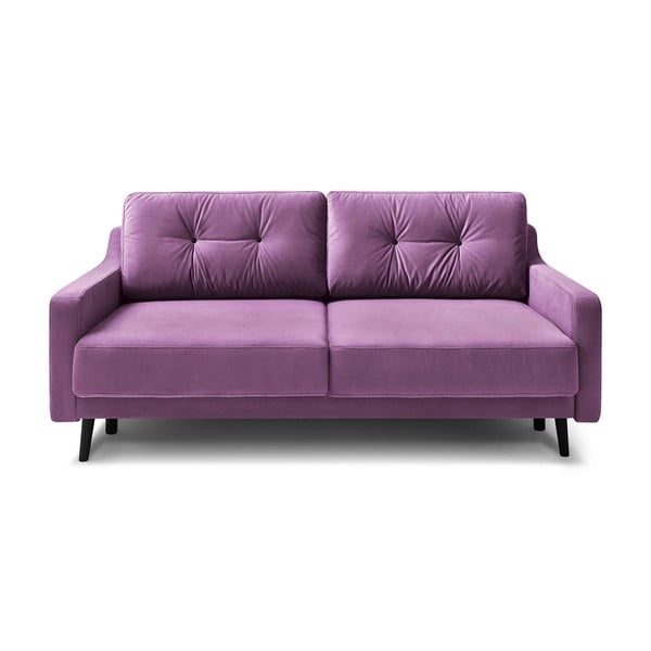 Canapea extensibilă cu 3 locuri, catifea Bobochic Paris Torp, violet