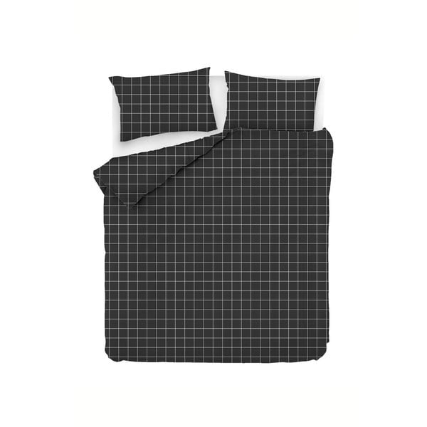 Lenjerie de pat neagră din bumbac pentru pat dublu/extinsă 200x220 cm Piga - Mijolnir