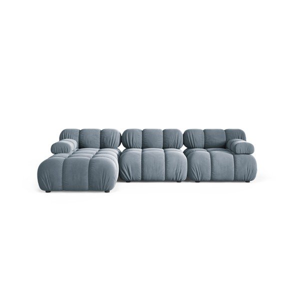 Colțar modular gri cu tapițerie din catifea (cu colț pe partea stângă/cu șezlong) – Micadoni 