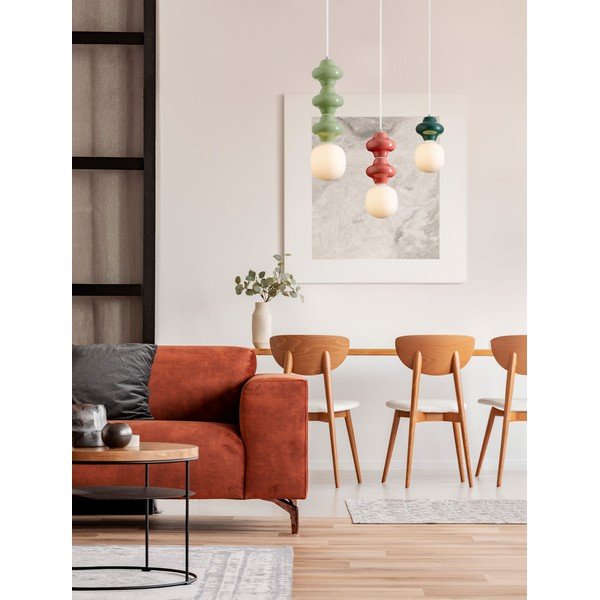Lustră albă/petrol din ceramică cu abajur din sticlă ø 18 cm Clio – Nova Luce-image-2