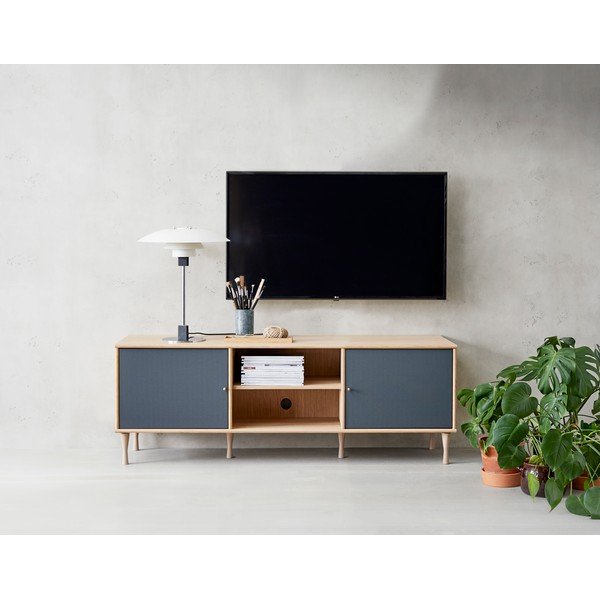 Comodă TV cu aspect de lemn de stejar Mistral 232, gri-image-1