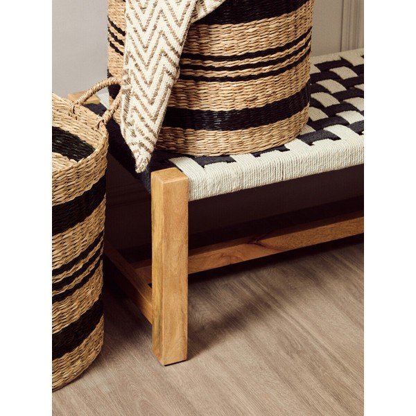Bancă alb-negru din lemn masiv Satna – Premier Housewares-image-4