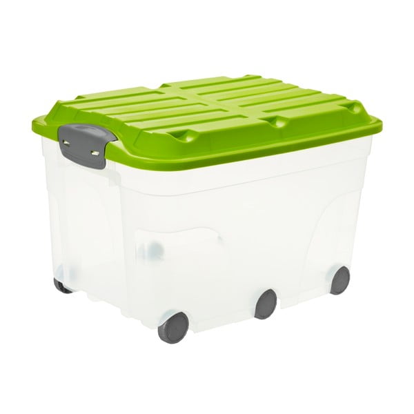 Cutie de depozitare din plastic cu capac pe roți 57 l Roller - Rotho