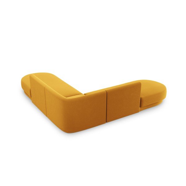 Colțar galben muștar cu tapițerie din catifea Miley – Micadoni Home-image-4