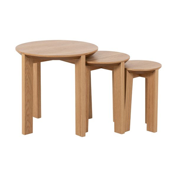 Măsuțe auxiliare rotunde 3 buc. în decor de stejar ø 50 cm Maxime - Actona-image-3