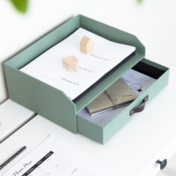 Organizator verde pentru sertar/pentru documente din carton Walter Canvas Paper Laminate – Bigso-image-3