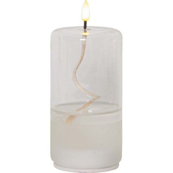 Lumânare albă cu LED în sticlă Star Trading Flamme Float, înălțime 17,5 cm