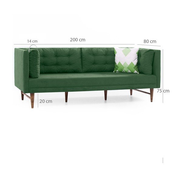 Canapea cu 3 locuri Balcab Home Eva, verde-image-3