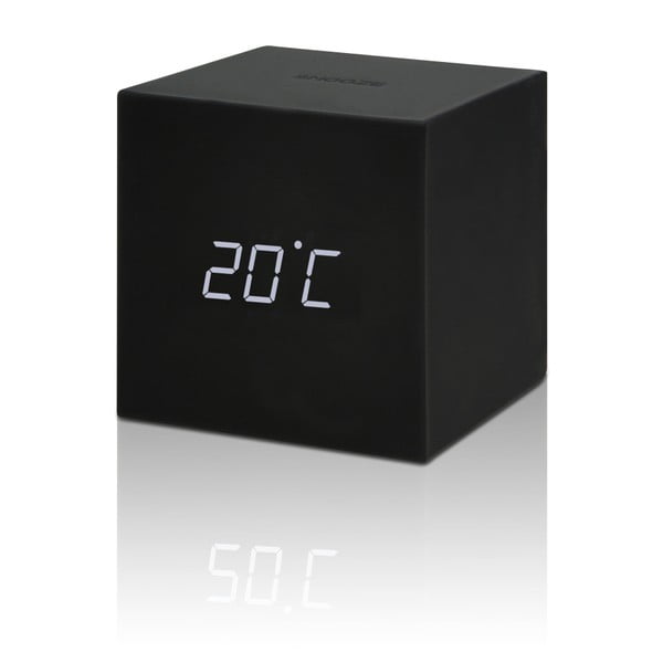 Ceas deșteptător cu LED Gingko Gravity Cube, negru-image-2