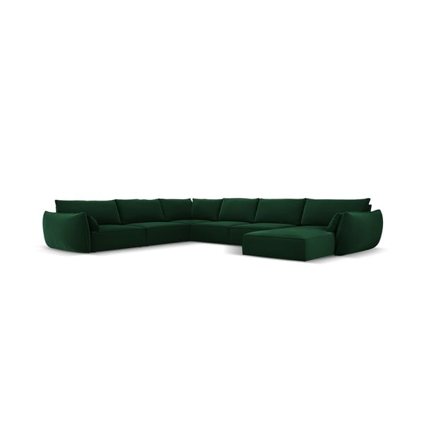 Colțar verde închis cu tapițerie din catifea (cu colț pe partea stângă, în formă de "U") Vanda – Mazzini Sofas-image-2