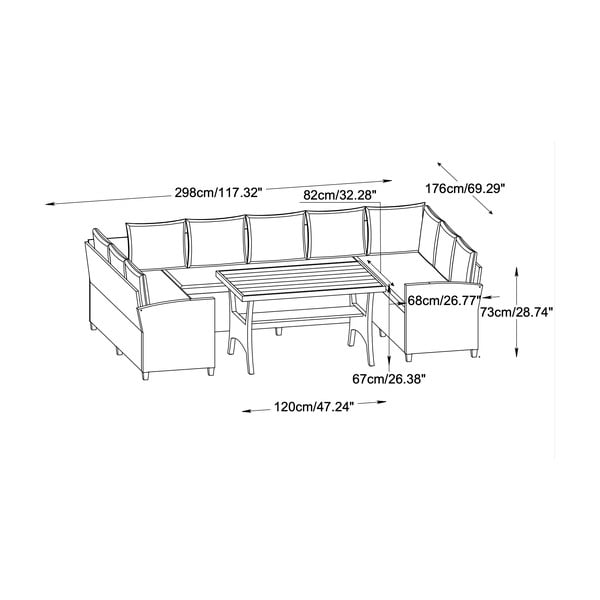 Set mobilier de grădină bej pentru 9 persoane Ventura – Unique Furniture-image-4