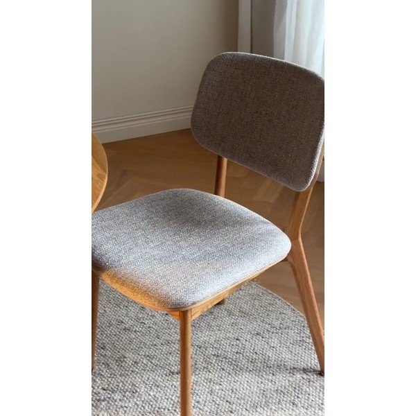 Scaun de dining crem/în culoare naturală din lemn de stejar Barrett – Rowico-image-2