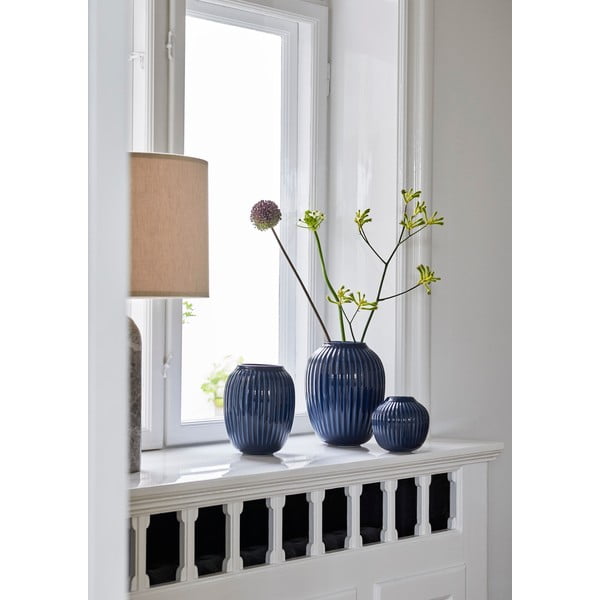 Vază din gresie Kähler Design Hammershoi, înălțime 20 cm, albastru închis-image-2