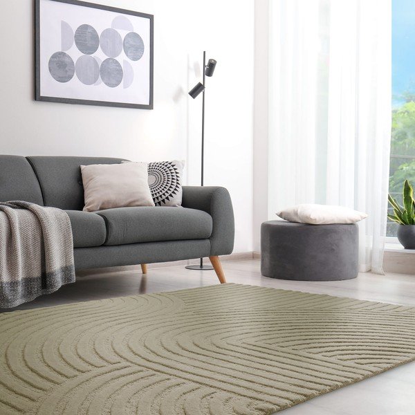 Covor kaki din lână 160x230 cm Hague – Asiatic Carpets-image-1