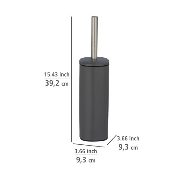 Perie de toaletă din oțel inoxidabil Wenko Alassio, gri închis-image-1