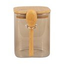 Borcan din sticlă cu capac și lingură din lemn PT LIVING Canister, înălțime 13 cm, maro